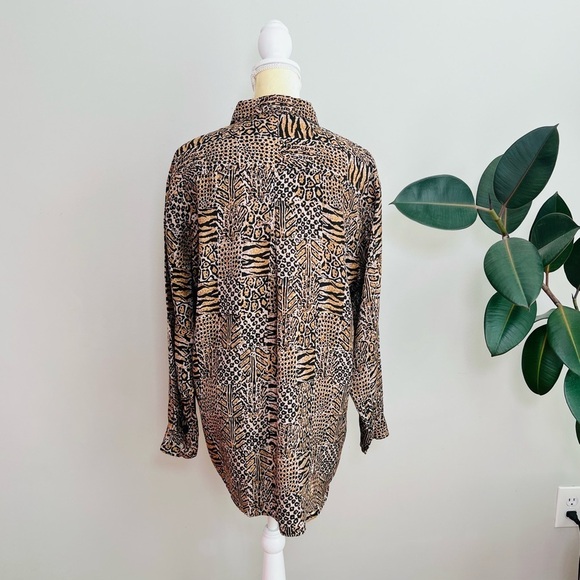 COTE DE FRANCE vintage silk blouse animal print - Picture 5 of 6